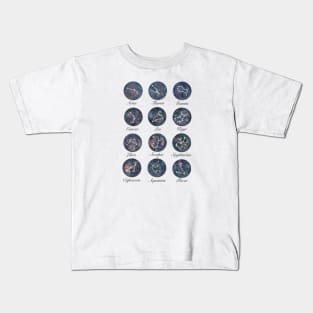 Watercolor Night Sky with Zodiac Constellation Kids T-Shirt